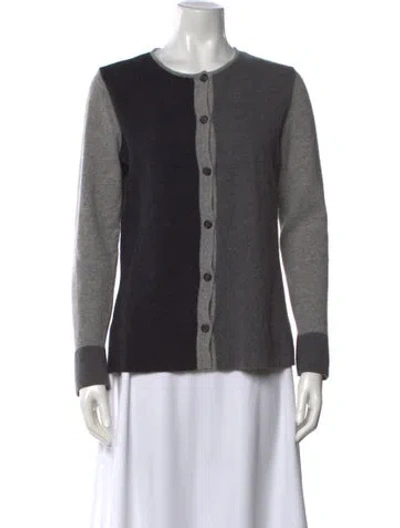 Pre-owned Akris Punto Wool Colorblock Pattern Sweater In Gray