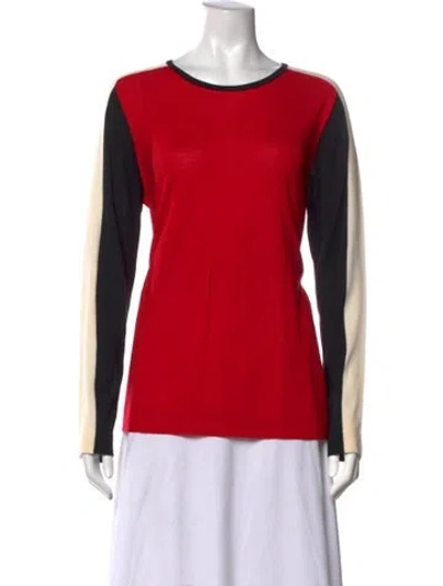 Pre-owned Akris Punto Wool Colorblock Pattern Sweater W/ Tags In Red