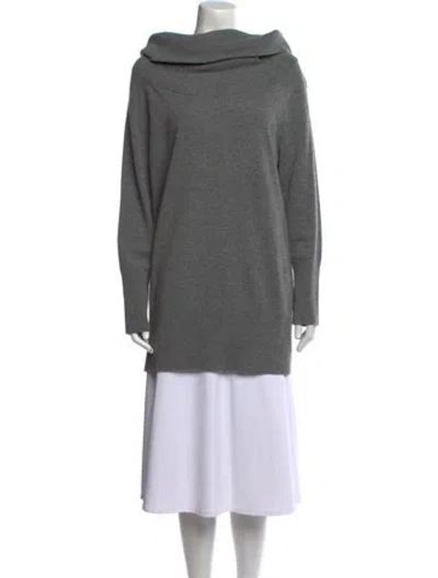 Pre-owned Akris Punto Wool Cowl Neck Sweater In Gray