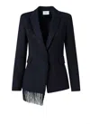 Akris Punto Wool Crepe Blazer Jacket With Intarsia Fringe Detail In Blue