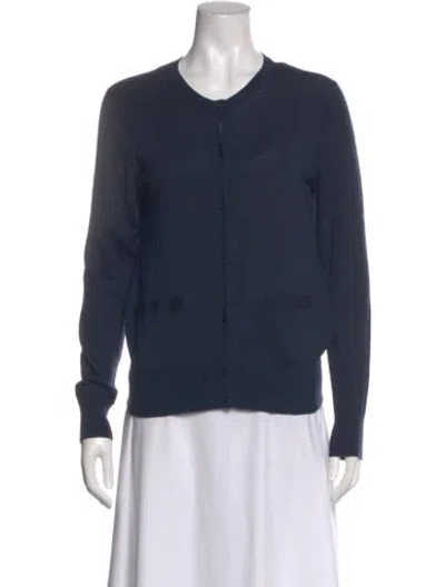 Pre-owned Akris Punto Wool Crew Neck Blouse In Blue