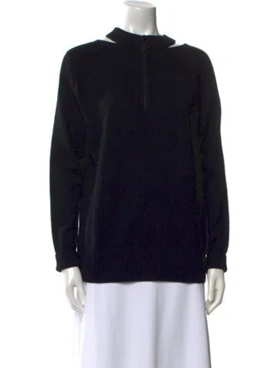 Pre-owned Akris Punto Wool Crew Neck Sweater In Black