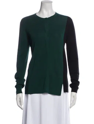 Pre-owned Akris Punto Wool Crew Neck Sweater In Green