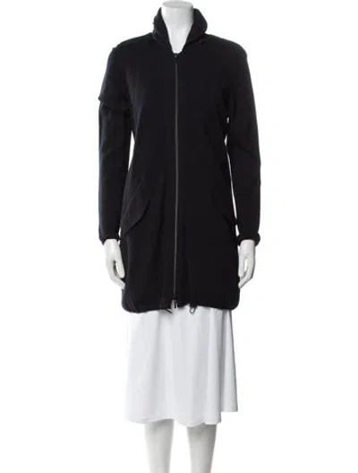 Pre-owned Akris Punto Wool Faux Fur Coat In Black