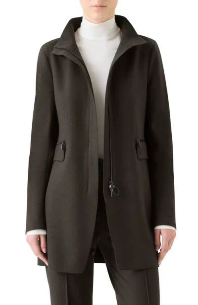 Akris Punto Wool Felt Longline Jacket In Brown