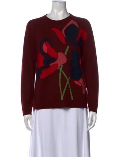 Pre-owned Akris Punto Wool Floral Print Sweater In Burgundy
