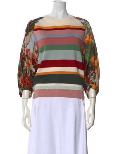 Pre-owned Akris Punto Wool Floral Print Top In Neutral