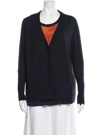 Pre-owned Akris Punto Wool Graphic Print Sweater In Blue