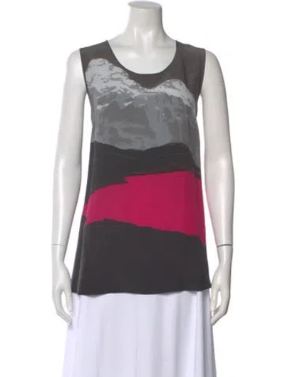 Pre-owned Akris Punto Wool Graphic Print Top In Black