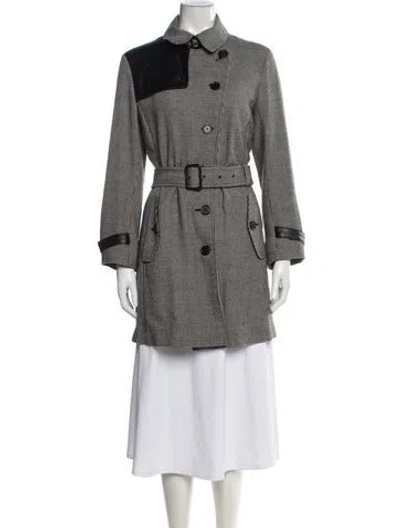 Pre-owned Akris Punto Wool Houndstooth Print Trench Coat In Multi