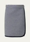 Akris Punto Wool Houndstooth Wrap Skirt In Cream-navy