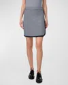 Akris Punto Wool Houndstooth Wrap Skirt In Cream-navy