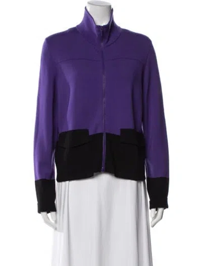 Pre-owned Akris Punto Wool Jacket In Purple