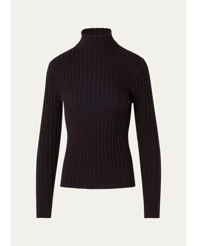 Akris Punto Wool Knit Turtleneck Sweater In Espresso