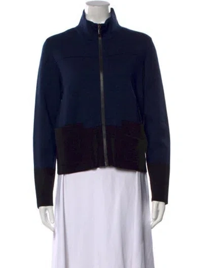 Pre-owned Akris Punto Wool Long Sleeve Top In Black