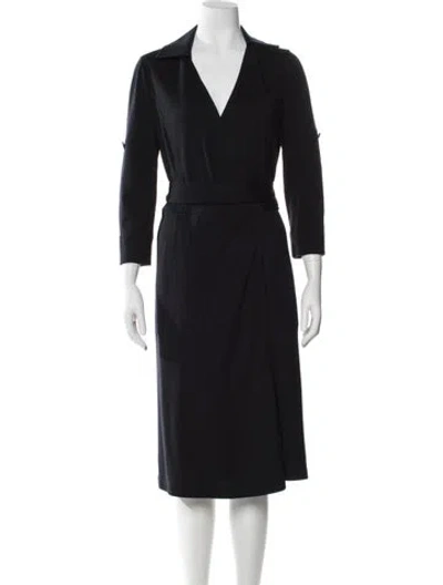 Pre-owned Akris Punto Wool Midi Length Dress In Blue