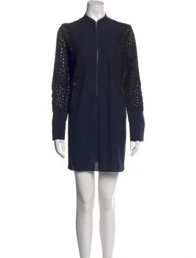 Pre-owned Akris Punto Wool Mini Dress In Blue