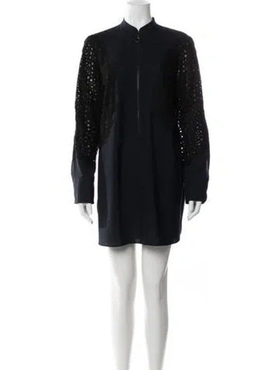 Pre-owned Akris Punto Wool Mini Dress In Blue