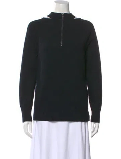 Pre-owned Akris Punto Wool Mock Neck Sweater In Black