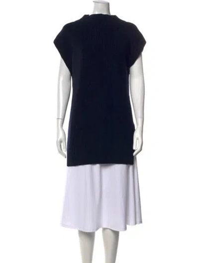 Pre-owned Akris Punto Wool Mock Neck Sweater In Black