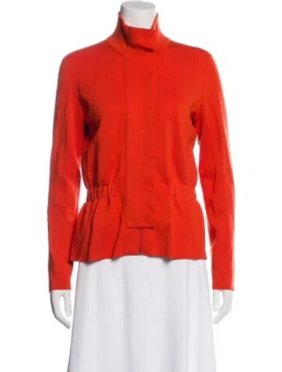 Pre-owned Akris Punto Wool Mock Neck Sweater In Orange