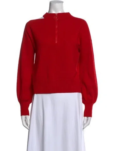 Pre-owned Akris Punto Wool Mock Neck Sweater In Red