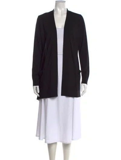 Pre-owned Akris Punto Wool Open Front Sweater In Black
