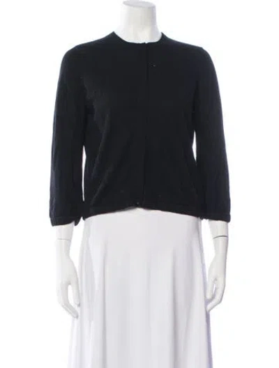 Pre-owned Akris Punto Wool Open Front Sweater In Black