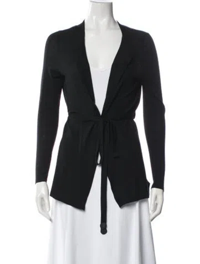Pre-owned Akris Punto Wool Open Front Sweater In Black