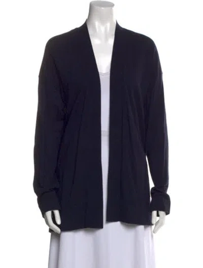 Pre-owned Akris Punto Wool Open Front Sweater In Blue
