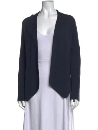 Pre-owned Akris Punto Wool Open Front Sweater In Blue