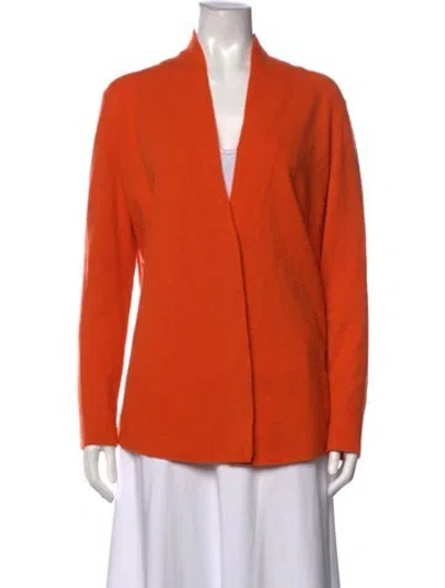 Pre-owned Akris Punto Wool Open Front Sweater In Orange