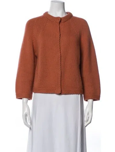 Pre-owned Akris Punto Wool Open Front Sweater In Orange