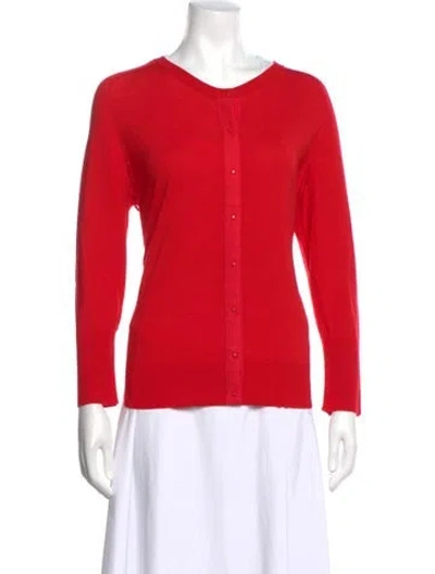Pre-owned Akris Punto Wool Open Front Sweater In Red