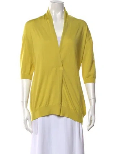 Pre-owned Akris Punto Wool Open Front Sweater In Yellow