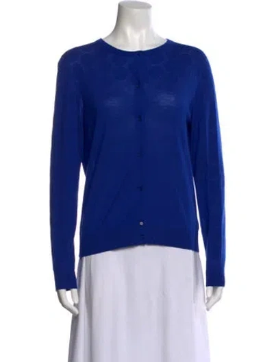 Pre-owned Akris Punto Wool Patterned Blouse In Blue