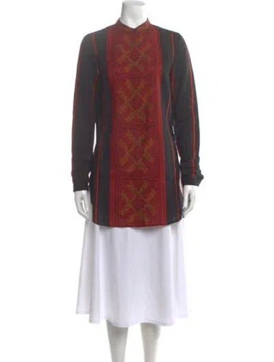 Pre-owned Akris Punto Wool Patterned Tunic In Black