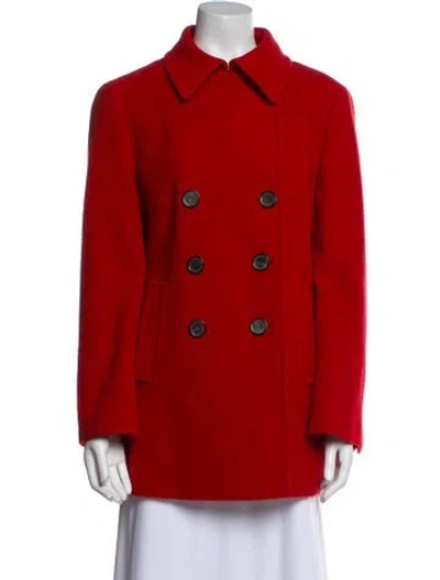 Pre-owned Akris Punto Wool Peacoat In Red