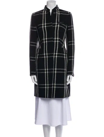 Pre-owned Akris Punto Wool Plaid Print Coat In Black
