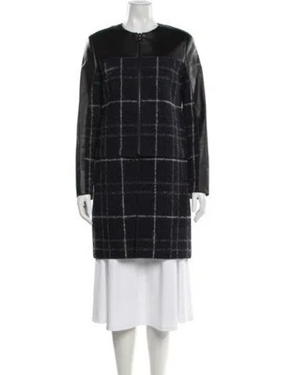 Pre-owned Akris Punto Wool Plaid Print Evening Jacket In Blue