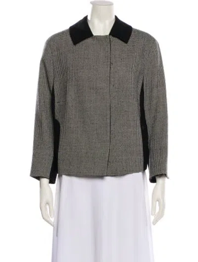Pre-owned Akris Punto Wool Plaid Print Jacket In Multi
