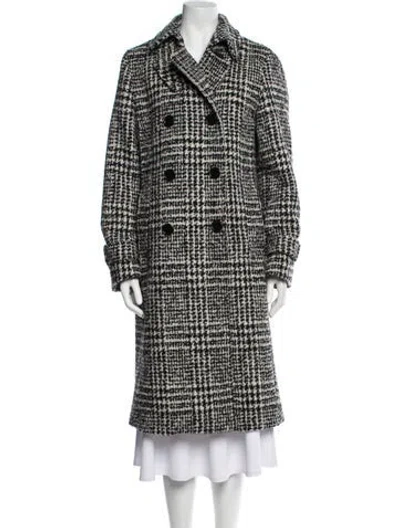 Pre-owned Akris Punto Wool Plaid Print Peacoat In Black