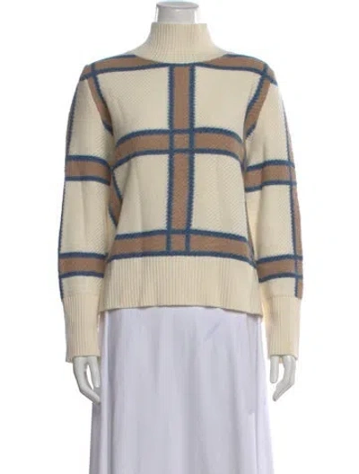 Pre-owned Akris Punto Wool Plaid Print Sweater In Neutral