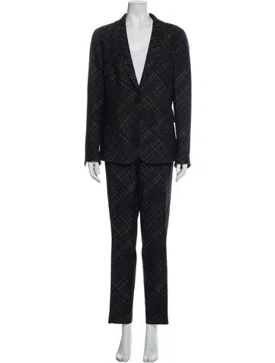 Pre-owned Akris Punto Wool Pleated Accents Pantsuit In Black