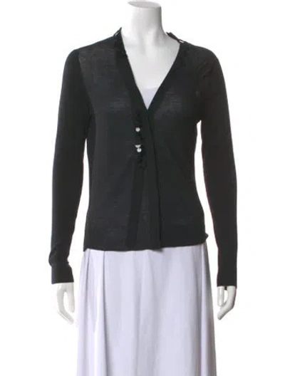 Pre-owned Akris Punto Wool Plunge Neckline Sweater In Black