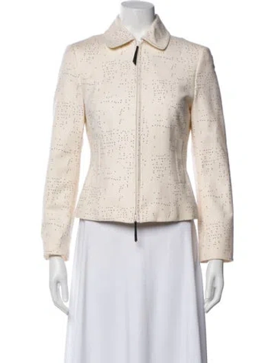 Pre-owned Akris Punto Wool Polka Dot Print Blazer In Neutral