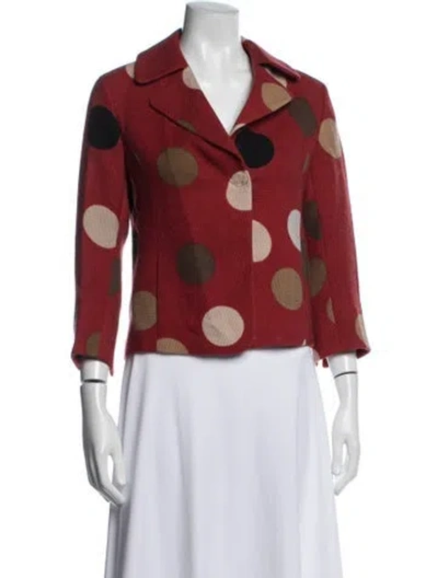 Pre-owned Akris Punto Wool Polka Dot Print Blazer In Red