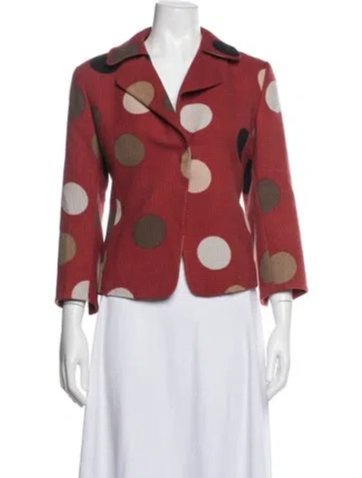 Pre-owned Akris Punto Wool Polka Dot Print Blazer In Red
