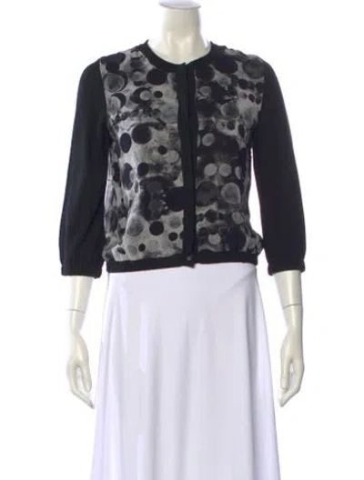 Pre-owned Akris Punto Wool Polka Dot Print Sweater In Black