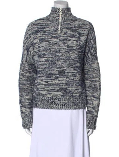 Pre-owned Akris Punto Wool Printed Sweater In Blue